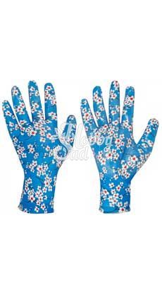 Перчатки садовые с покрытием голубые 7 размер SG1927 СолнцеСад