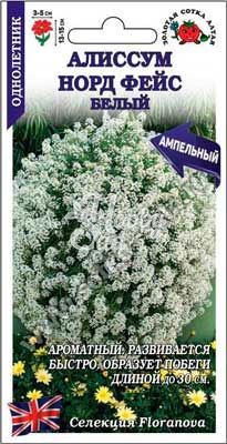 Цветы Алиссум Норд фейс белый (0,01 г) Сотка