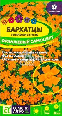 Цветы Бархатцы Оранжевый Самоцвет тонколистные (0,1 г) Семена Алтая