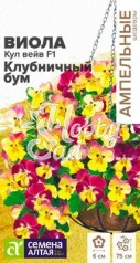 Цветы Виола Кул Вейв Клубничный бум F1 ампельная (3 шт) Семена Алтая Ампельные Шедевры НОВИНКА